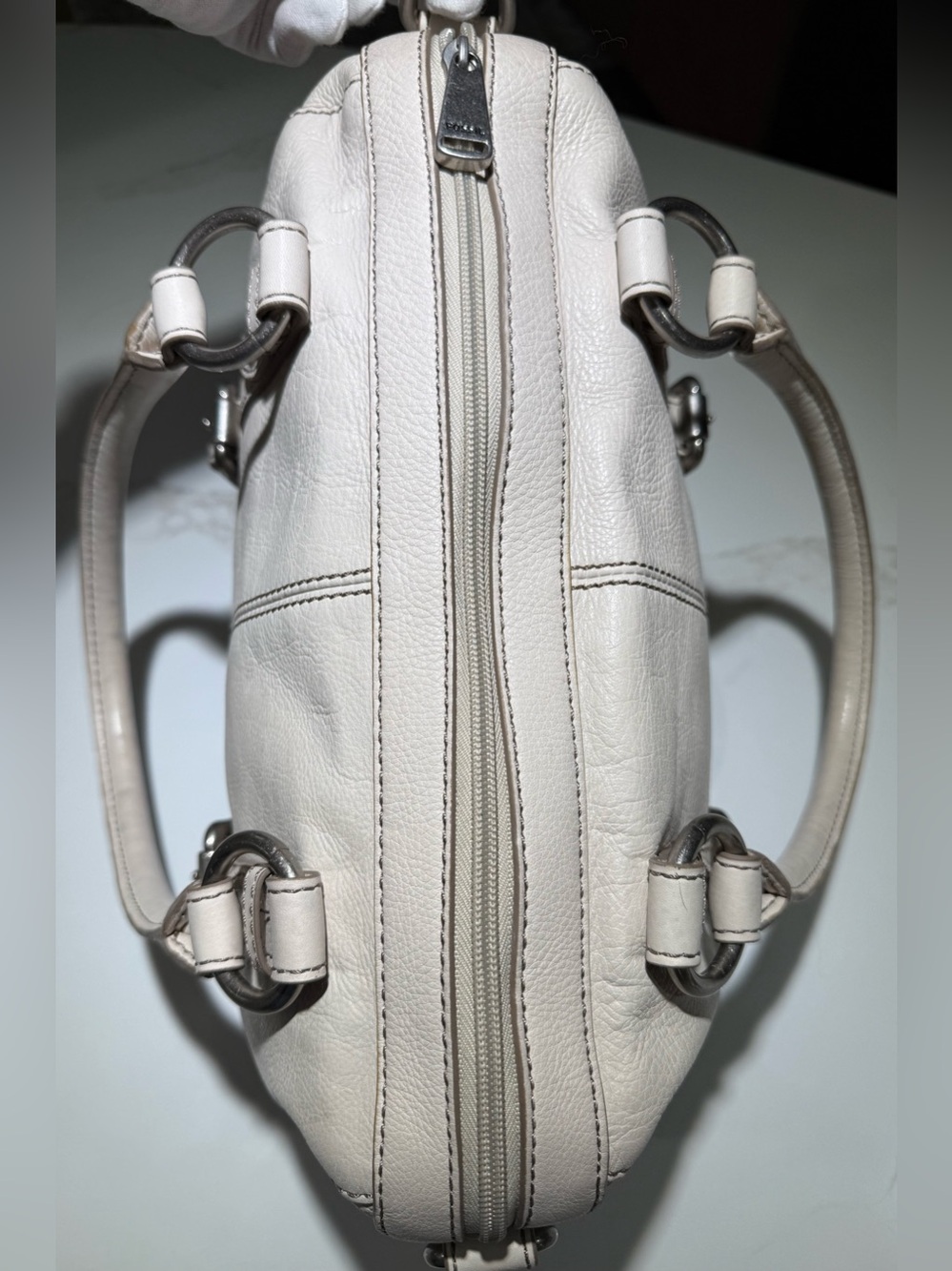 FOSSIL NWOT Leather Crossbody Shoulder Tote Handbag, Cream - Picture 13 of 13